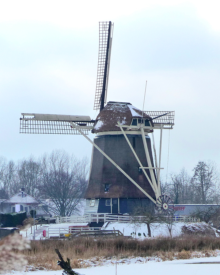2, Molen 00282 Gemeenschapsmolen (Amsterdam), Piet Glasbergen (28-2-2018)Met galghout op de staart. | Database Nederlandse molens