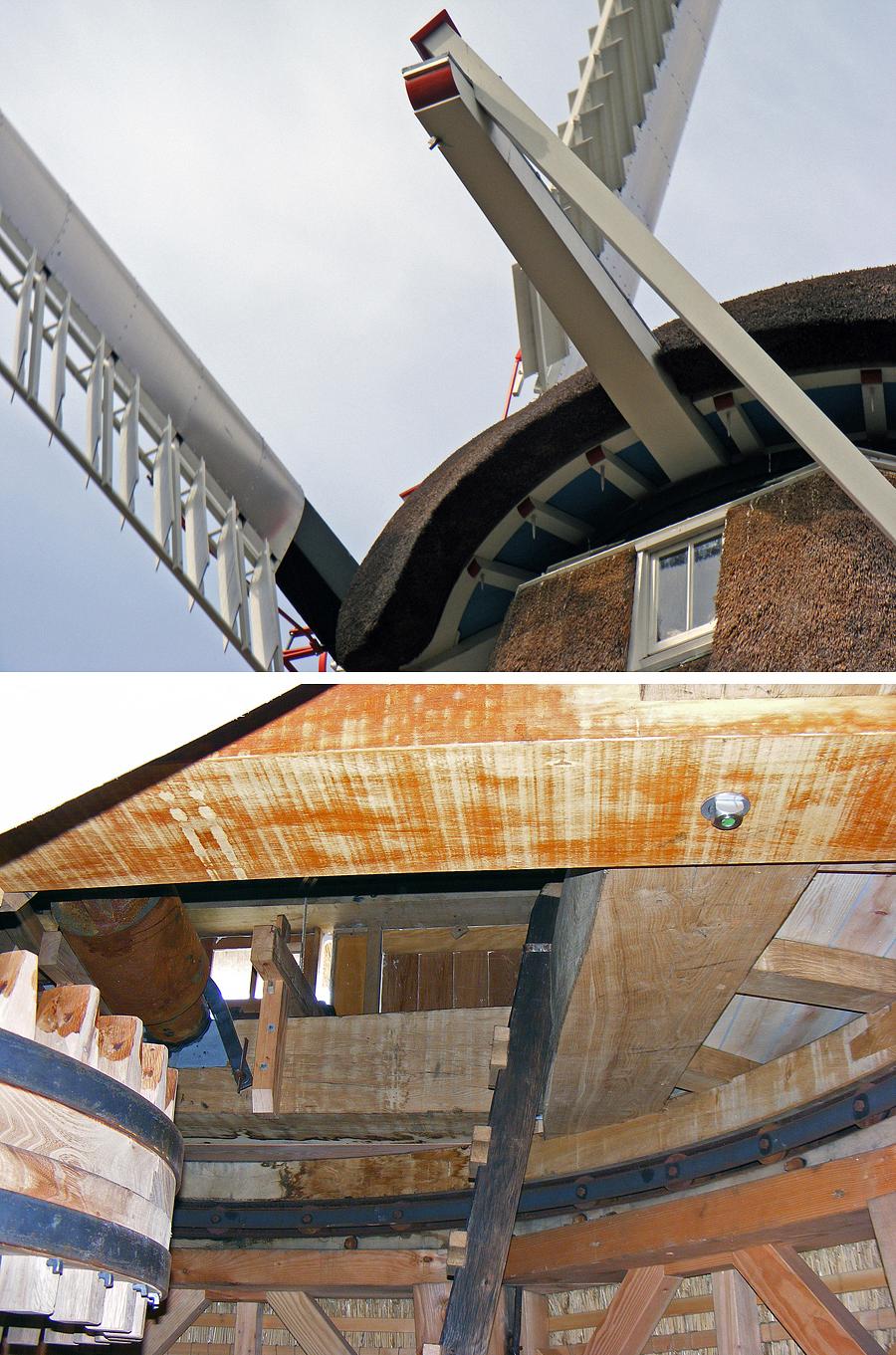 6, Molen 13211 Windlust (Burum / Boerum), Martin E. van Doornik (7-3-2015)De lange spruit loopt halfhouts onder de voeghouten door! Niet uniek, komt ook voor op 't Lam te Woudsend. Maar voor de brand was dat niet zo. | Database Nederlandse molens