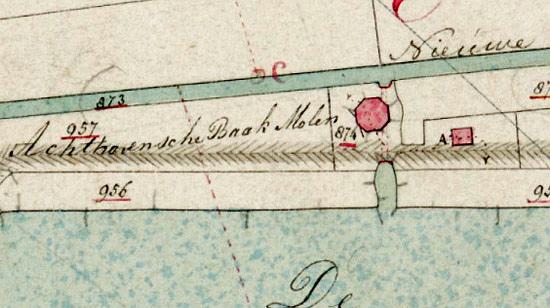 1, Molen 00821 Polder Achthoven, Achthovense Baakmolen (Lexmond), Detail kadasterkaart 1811-1832 | Database Nederlandse molens