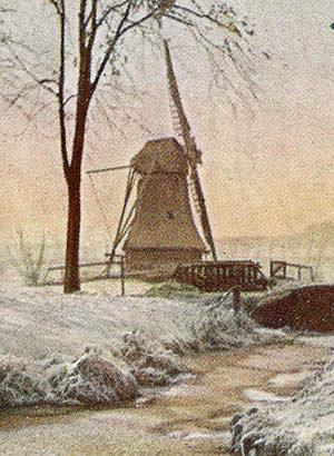 Molen 00661 Borgsloterpolder (Oosterhoogebrug), deel van ansichtkaart, coll. F.Weemaes | Database Nederlandse molens