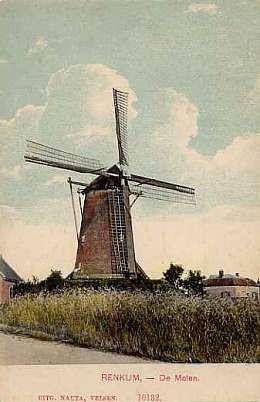 Molen 13062 Molen Gebroeders Roosenboom / De Hoop (Renkum), Ansichtkaart, de molen nog als beltmolen voor de verhoging | Database Nederlandse molens
