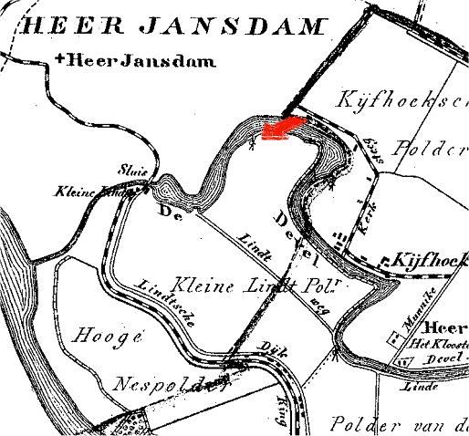 1, Molen 06470 a Polder Heerjansdam, peilmolen /bovenmolen (Zwijndrecht), fragment Kuijperatlas | Database Nederlandse molens