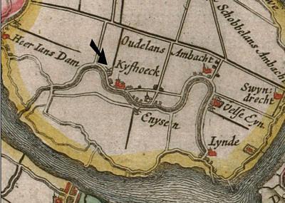 1, Molen 01265 Polder Kijfhoek, Kijfhoekmolen (Zwijndrecht), Toonneel des Aerdrycks, ofte Nieuwe Atlas, 1657, Johan Blaeu | Database Nederlandse molens