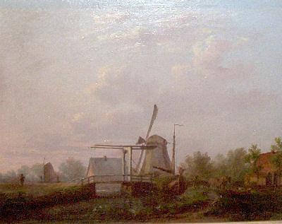 1, Molen 00691 Molen van de Heer van Echten (Hoogeveen), Schilderij van Andreas Gerrit Jacobsen, 1856 (museum te Hoogeveen) | Database Nederlandse molens