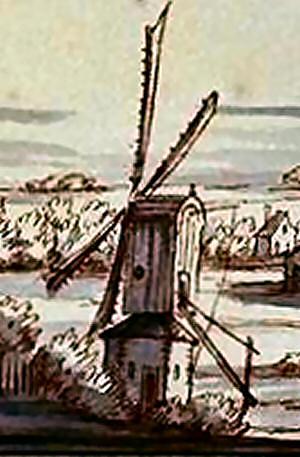 Molen 15310 Standerdmolen van Rosmalen (Rosmalen), Detail van onderstaande prent | Database Nederlandse molens