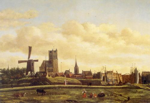 1, Molen 06496 m Noordmolen (2e) (Brielle), Schilderij 'gezicht op Brielle'van Daniel Vosmaer uit 1660ca | Database Nederlandse molens