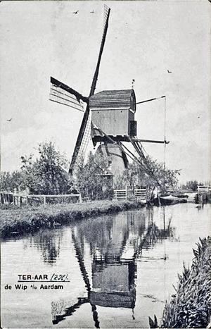 Molen 01007 i Uiteindsche en Middelpolder, Kerkbuurtsche Molen (Aardam), Ansichtkaart, coll DHM | Database Nederlandse molens