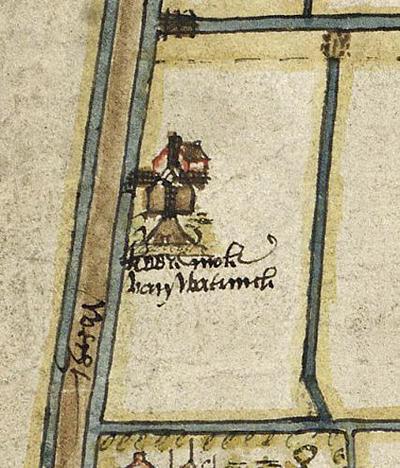 2, Molen 06498 s Windlust (Wateringen), fragment kaart 1586, Nationaal Archief, invent.nr 2401 | Database Nederlandse molens