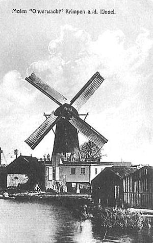 Molen 03938 De Onverwacht / Molen van Van Schelven (Krimpen aan den IJssel), Ansichtkaart, collectie R.Pols | Database Nederlandse molens