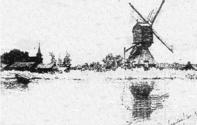 2, Molen 02766 a Polder Sandelingen Ambacht (Hendrik-Ido-Ambacht), Tekening John H. Vanderpoel, 1867-1911 | Database Nederlandse molens
