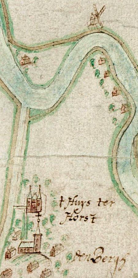 1, Molen 06908 d Hoekerpolder, Hoekermolen (1e) (Vreeland), fragment kaart van Gooiland, 1636, coll. Beeldbank NH | Database Nederlandse molens