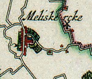 Molen 10358 Molen de Visser voorganger (Meliskerke), Kaartfragment 1681 van Visscher | Database Nederlandse molens