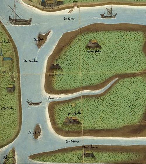 1, Molen 17358 (standerdmolen) (Goudswaard), Detail kaart ca. 1500, zie Aanvullingen | Database Nederlandse molens