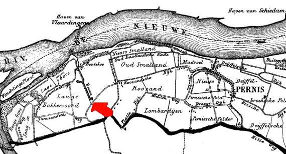2, Molen 01918 Polder Langebakkersoord, De Buitenlandse Molen (Pernis), Gemeente Atlas van Nederland J. Kuyper 1865-1870 | Database Nederlandse molens