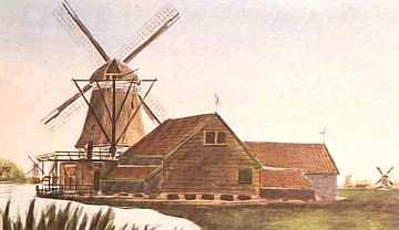 Molen 04915 k De Ster / De Queen (Zaandam-Oost), Aquarel van Gerrit Mol | Database Nederlandse molens