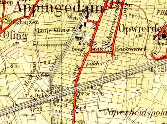 1, Molen 06414 d Zuider Meedland Olingerpolder (Tjamsweer), fragment topografische atlas rond 1900ca | Database Nederlandse molens