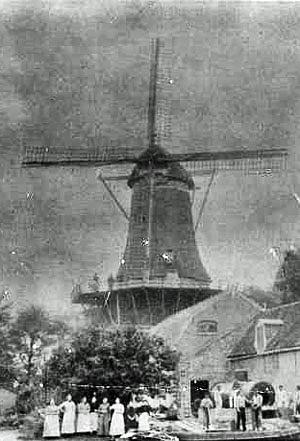 Molen 06499 e Windlust / Molen van de fa. Bornwater (Zoeterwoude), uitsnede | Database Nederlandse molens