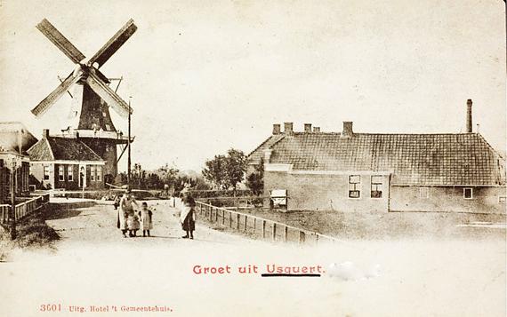 1, Molen 00496 a Apollo / Molen van Grashuis (Usquert), Ansichtkaart, collectie W.O.Bakker, rond 1900 | Database Nederlandse molens