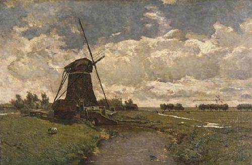 1, Molen 06902 w Driemanspolder, noordelijke ondermolen (Leidschendam), Schilderij van Paul Gabriel (1828-1903), Gemeentemuseum Dordrecht | Database Nederlandse molens