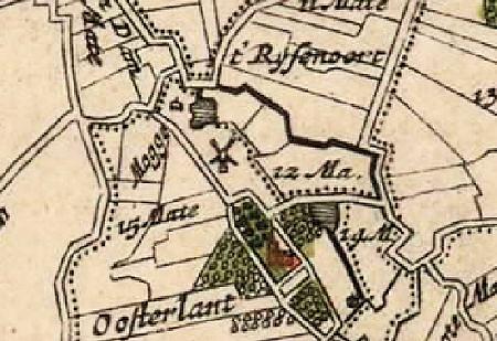 1, Molen 10365 Molen van Oosterland (Oosterland), Detail kaart Blaeu, 1664 | Database Nederlandse molens