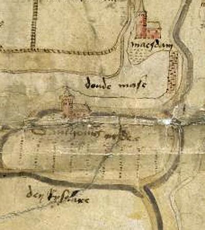 1, Molen 11684 Sint Anthoniepolder, Poldersche Molen (Maasdam), Kaartfragm. 1647, Bron Nationaal Archief, invent.nr 1889, coll. Hingman | Database Nederlandse molens