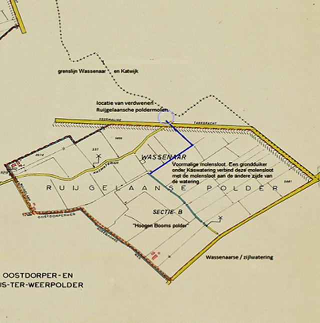 1, Molen 07413 Ruygelaanschepolder (1e) (Wassenaar), deel vd polder kaart vd Ruygelaanse polder 1962, Hoogheemraadschap van Rijnland Archief | Database Nederlandse molens