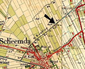 Molen 04543 i De Oostersche Molenpolder (Nieuw-Scheemda), fragment top.atlas | Database Nederlandse molens