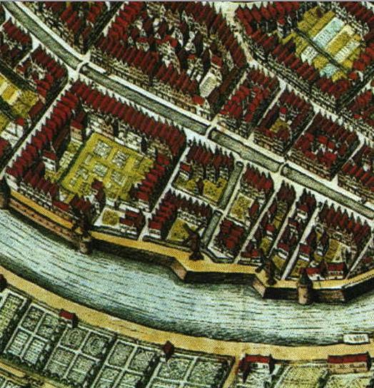 1, Molen 07504 De Roode Leeuw (Gouda), fragment van kaart van Joh. Blaeu, 1657 | Database Nederlandse molens