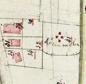 Molen 12330 Hertogin van Brabant (2e plek) (Drunen), fragment kadasterkaart | Database Nederlandse molens