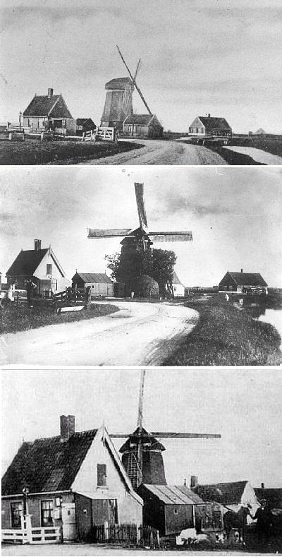 1, Molen 01082 f Bergermeer, De Nieuwe Molen / De Dikke Molen (Alkmaar), Ansichtkaart, opname ca. 1918 met links het oude tolhuis | Database Nederlandse molens