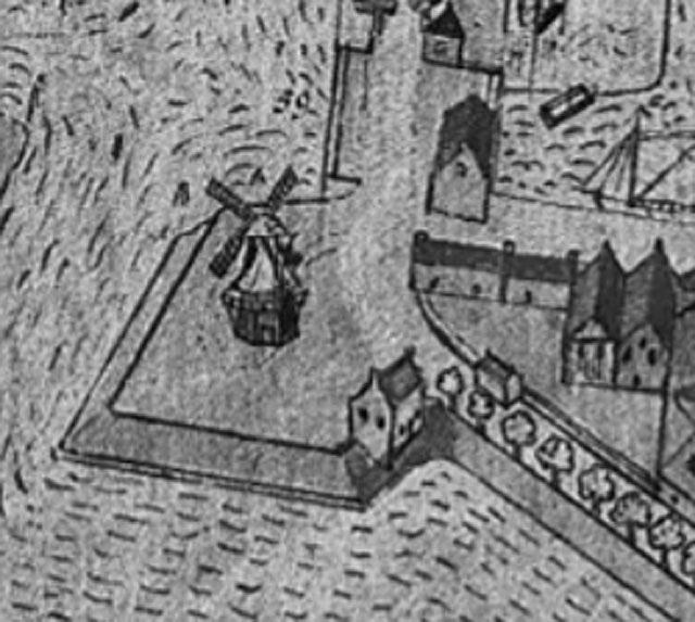1, Molen 11821 Driepijpstermolen / De Drie Pijpen (Dokkum), uitsnede kaart J. Smedema, 1788 | Database Nederlandse molens