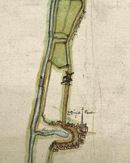 1, Molen 08253 (korenmolen) (Zuidland), fragment kaart 1578, zie externe verwijzing voor de complete kaart | Database Nederlandse molens