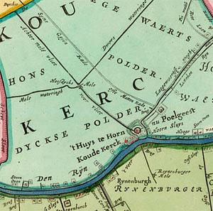 Molen 04907 c Hondsdijkse polder (Koudekerk aan den Rijn), fragment kaart 1687 | Database Nederlandse molens