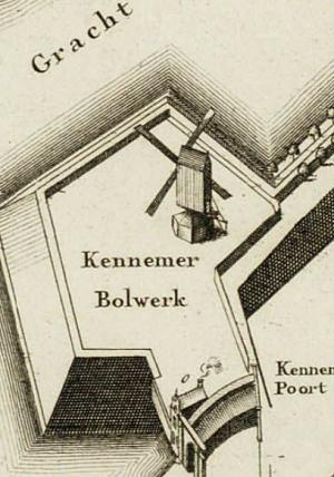 Molen 06650 u De Groot (2e) (Alkmaar), Detail kaart A. van Panders, 1765 | Database Nederlandse molens