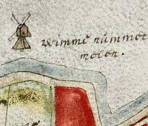 Molen 08083 Wimmenumer Molen (1e) (Egmond aan den Hoef), Fragment van kaart getekend door Gerrit Dirksz. Langedijk, 1574 | Database Nederlandse molens