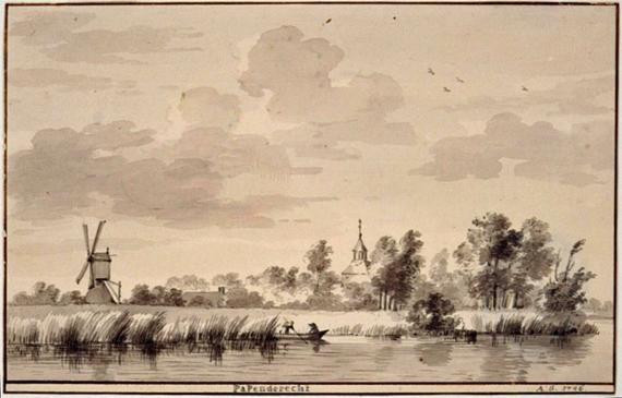 2, Molen 08115 De Hoop (2e voorganger) (Papendrecht), Afb. 1746 van Aart Schouman, coll. DiEP - Dordrecht | Database Nederlandse molens
