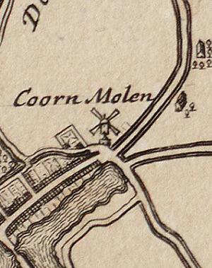 Molen 06679 p Aeolus (Vlaardingen), Fragment kaart 1684, Jan Jansz. Stampioen | Database Nederlandse molens