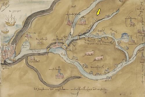 1, Molen 07513 Aessackerpolder, De Aeckersmolen (Abcoude), Regionaal Archief Dordrecht 552_230590 ca. 1570-1580 (noorden links) | Database Nederlandse molens