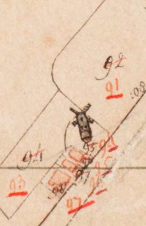 Molen 06648 n De Westerberg / Westerse Molen (Joure/ De Jouwer), fragment kadasterkaart | Database Nederlandse molens