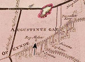 Molen 07905 Korenmolen van Augustinusga (Augustinusga/ Stynsgea), Fragment kaart Atlas Schotanus 1718, gem. Achtkarspelen | Database Nederlandse molens