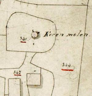 Molen 08560 (standerdmolen) (Maurik), Detail kadasterkaart 1811-1832 | Database Nederlandse molens