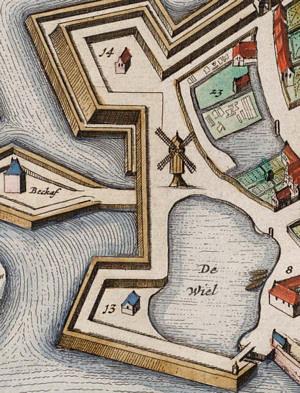 Molen 09439 Molen III (Heusden), Fragment kaart Johan Blaeu, 1649 | Database Nederlandse molens