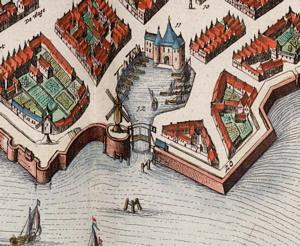 Molen 09446 Molen I (Heusden), Fragment kaart Johan Blaeu, 1649 | Database Nederlandse molens