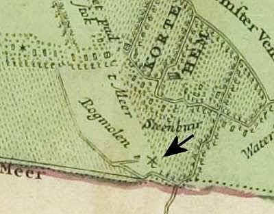 2, Molen 07951 Rogmolen (Kortehemmen/ Koartehimmen), Atlas van Schotanus (1718), kaartfragment gemeente Smallingerland | Database Nederlandse molens