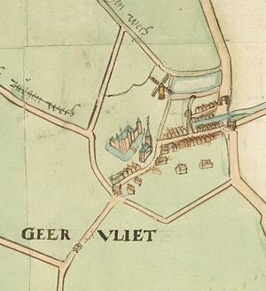 Molen 08131 Korenmolen van Geervliet (2e) (Geervliet), Nationaal Archief, kaartfragment 1617, zie externe verwijzing | Database Nederlandse molens