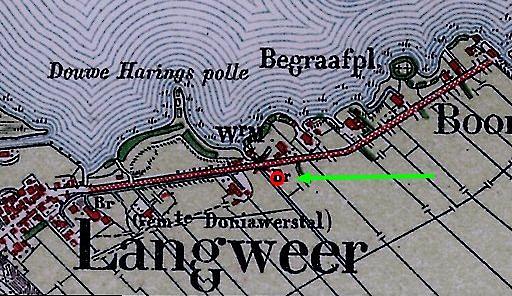 1, Molen 08133 Boornzwaagsterpolder (Langweer/ Langwar), De locatie aangegeven op een recentere kaart | Database Nederlandse molens