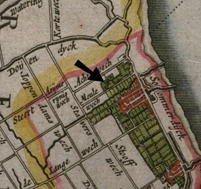 1, Molen 08243 De Korenbloem voorganger (Sommelsdijk), Fragment kaart 1657, Johan Blaeu | Database Nederlandse molens
