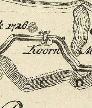 Molen 13296 Koornmolen van Willige-Langerak (Willige-Langerak), Detail van kaart Hattinga, ca. 1771 | Database Nederlandse molens