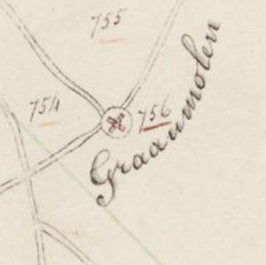 Molen 06432 f (standerdmolen) (Mierlo), Detail kadasterkaart 1832 | Database Nederlandse molens