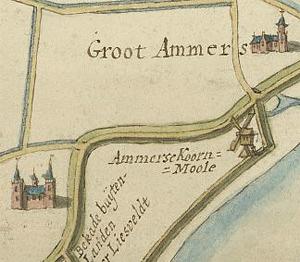 Molen 16138 Ammerse Koornmolen (Groot-Ammers), Kaartfragment, datum onbekend, zie externe link | Database Nederlandse molens